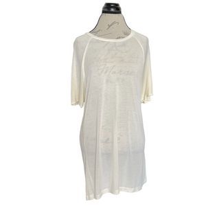 Banana Republic Womens T Shirt Tee Size Small Ivory Crew Long Casual Minimalist